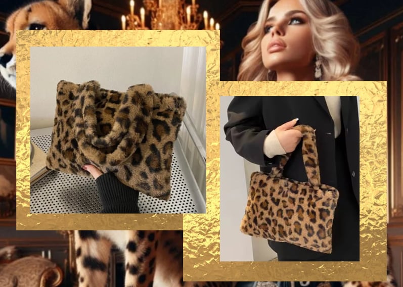 Twisted Peach Leopard Print Bag