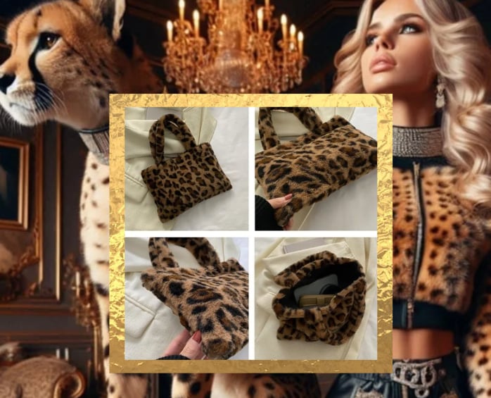 Twisted Peach Leopard Print Bag